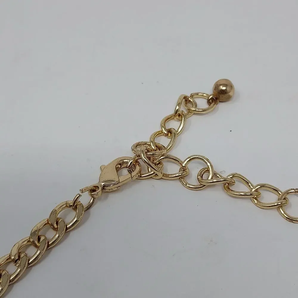Vintage Mogul Gold Tone Filigree Bib Necklace Retro 80s Classic Office